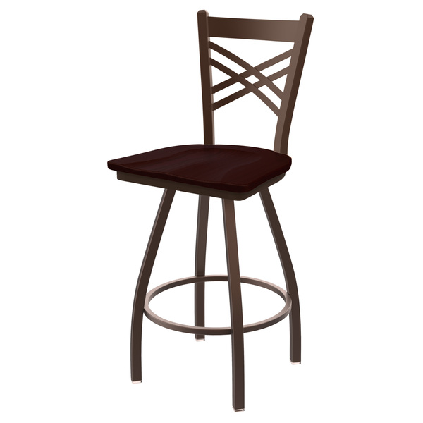 Holland Bar Stool Co 25" Swivel Counter Stool, Brnz Finish, Dark Cherry Oak Seat X820